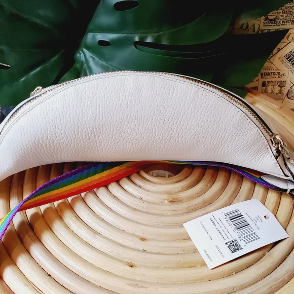 🆕 Leila pride white rainbow white belt bag waist kate spade handbag yellow red